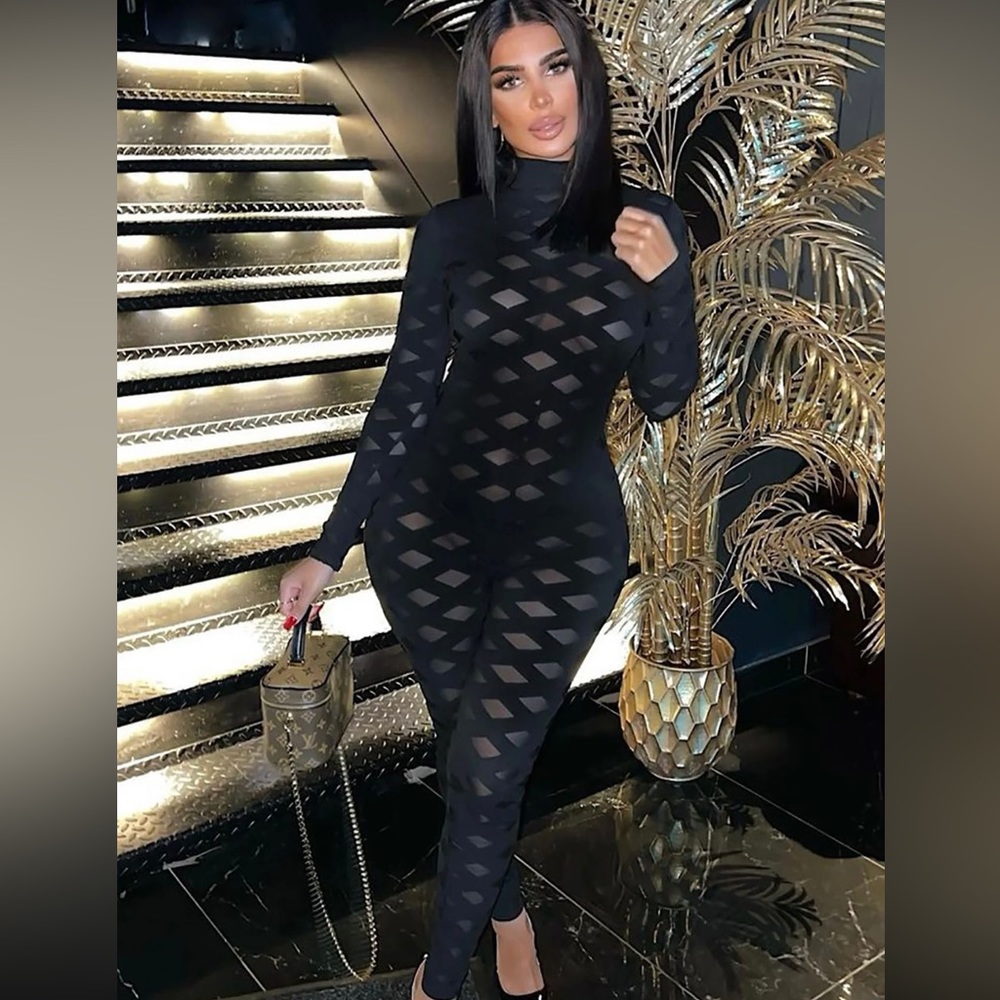 see through mesh jumpsuit